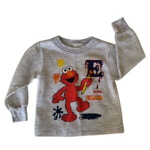 Vintage Elmo Thermal Shirt Waffle Weave Long Sleeves Sesame Street Boys Girls